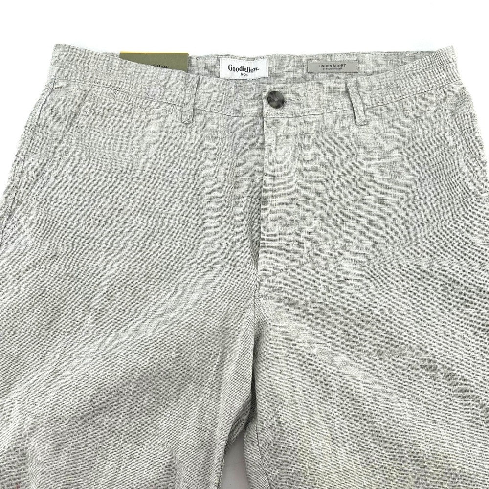 Goodfellow & Co Linden Short Mens 32 Gray Linen Blend 9" Inseam Flat Front NWT